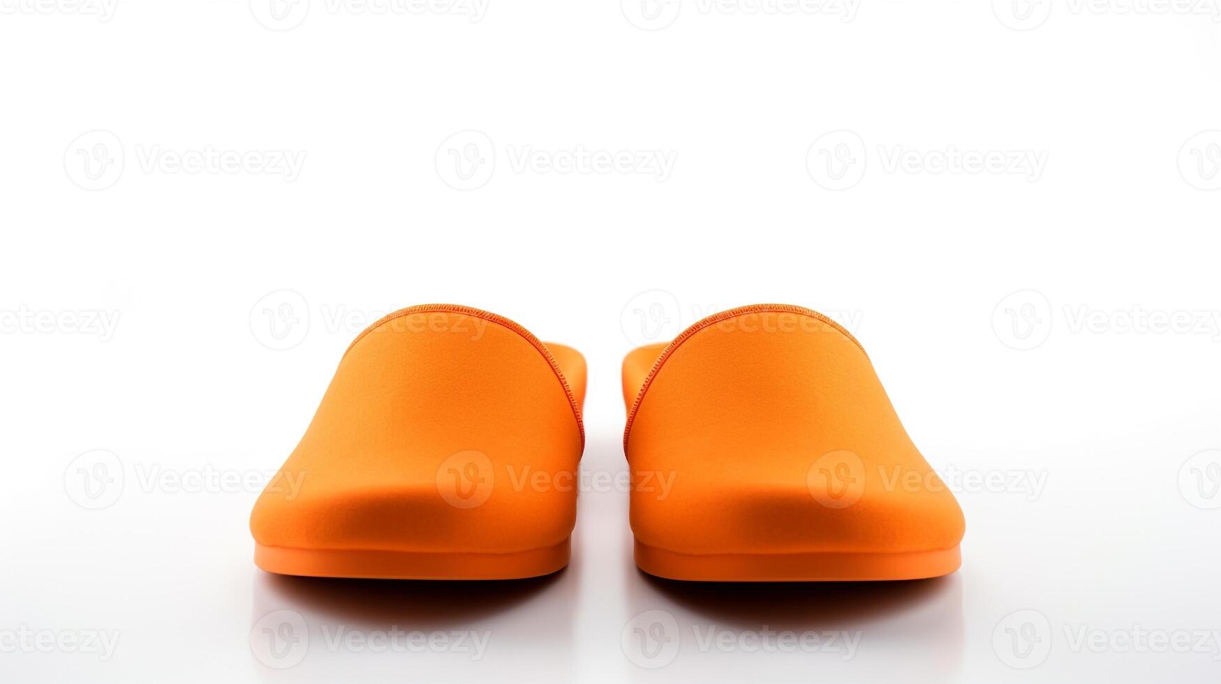 AI generated Orange Slippers shoes isolated on white background with copy space for advertisement. Generative AI photo