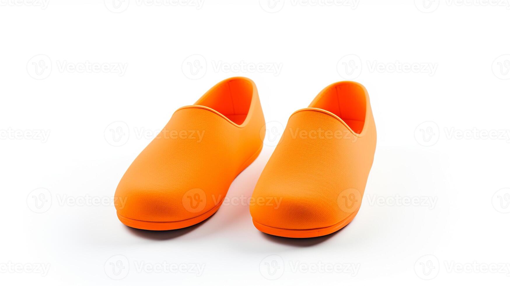 AI generated Orange Slippers shoes isolated on white background with copy space for advertisement. Generative AI photo