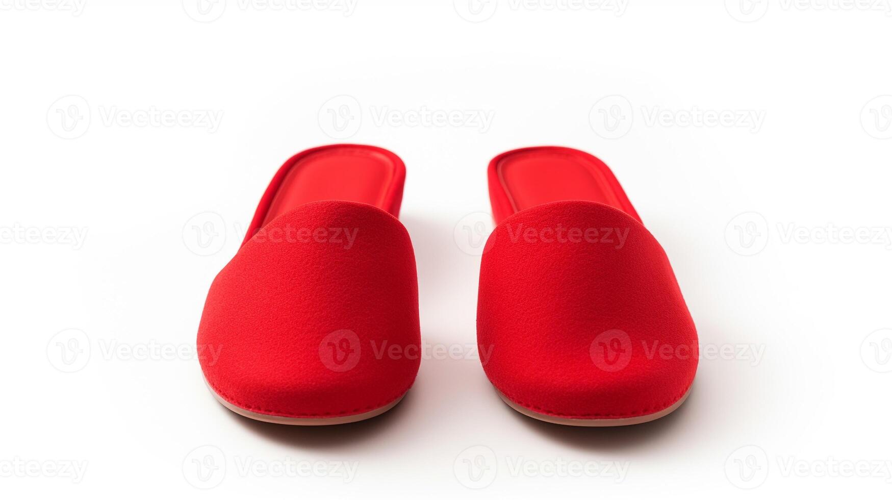 AI generated Red Slippers shoes isolated on white background with copy space for advertisement. Generative AI photo