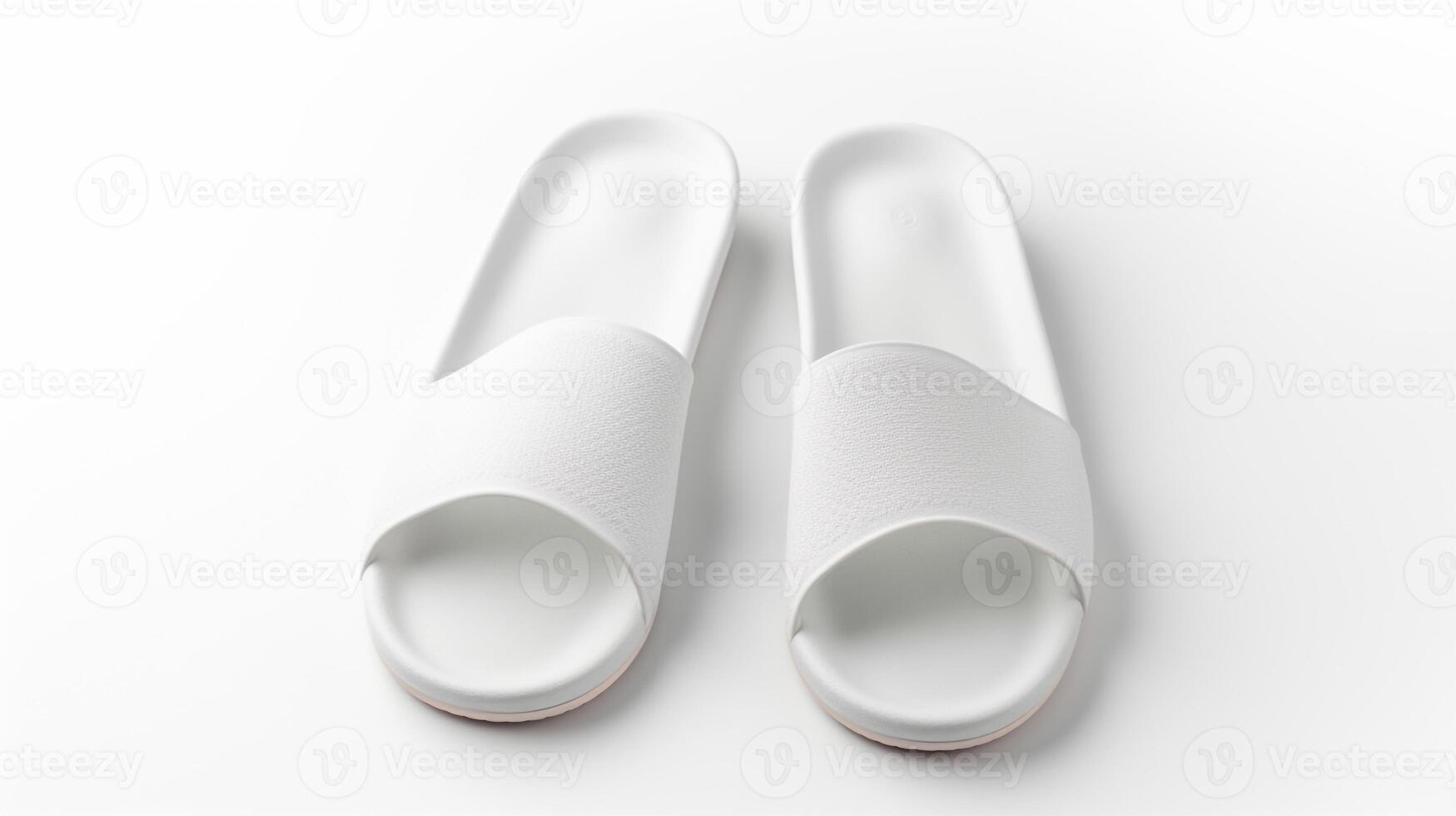 AI generated White Slippers shoes isolated on white background with copy space for advertisement. Generative AI photo