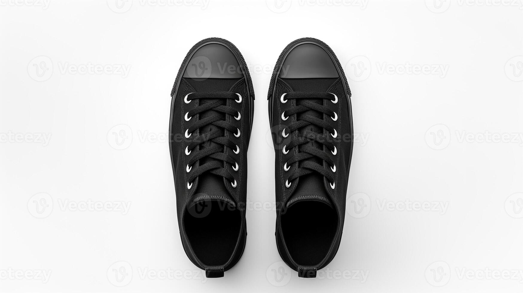 AI generated Black Sneakers shoes isolated on white background with copy space for advertisement. Generative AI photo