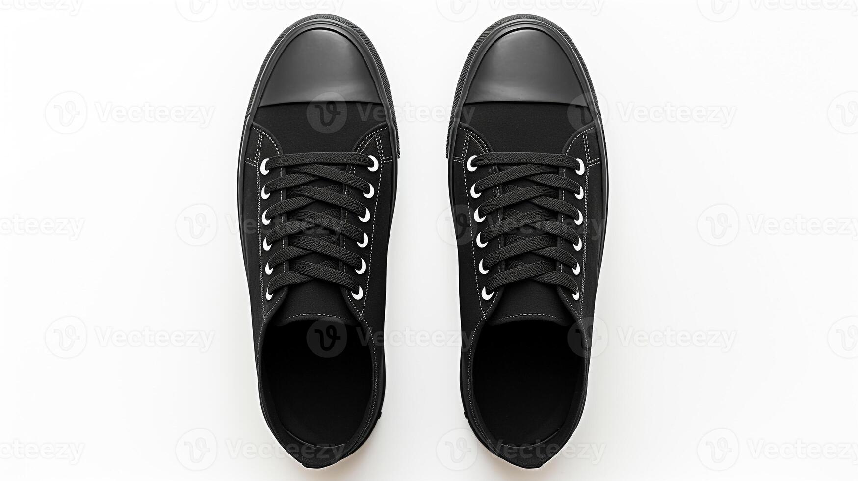 AI generated Black Sneakers shoes isolated on white background with copy space for advertisement. Generative AI photo