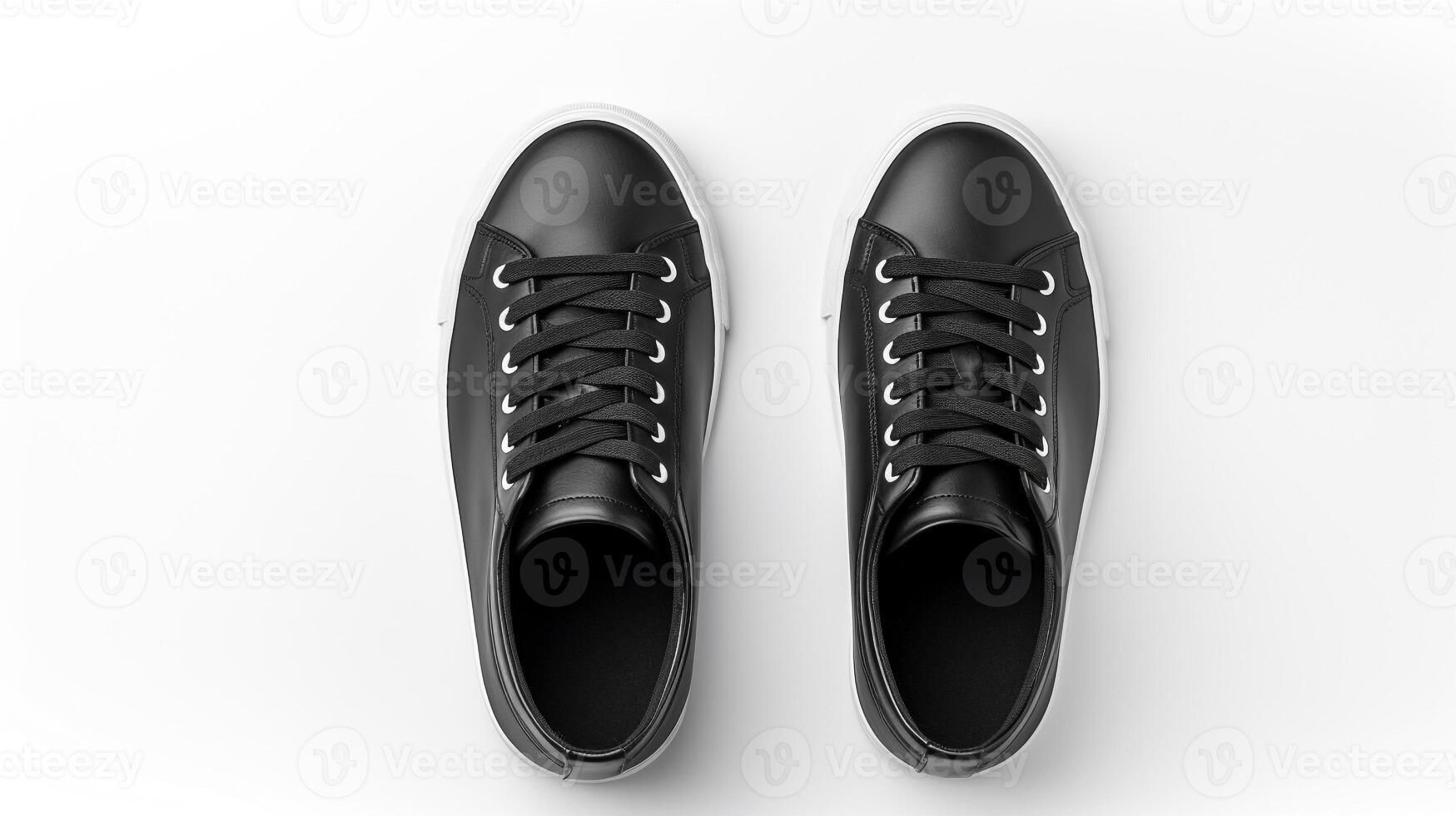 AI generated Black Sneakers shoes isolated on white background with copy space for advertisement. Generative AI photo