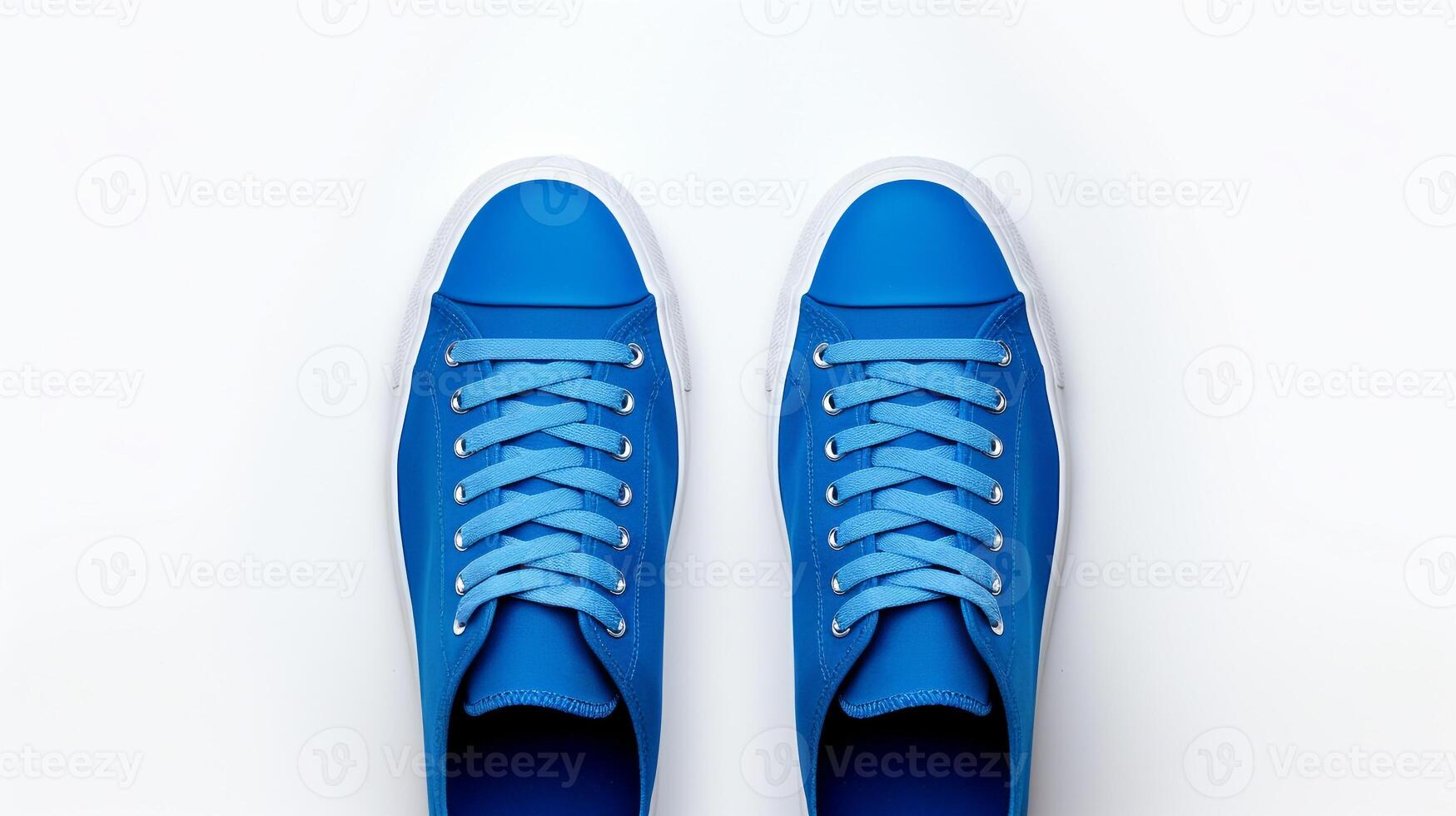 AI generated Blue Sneakers shoes isolated on white background with copy space for advertisement. Generative AI photo