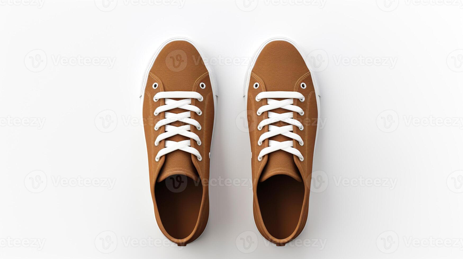 AI generated Brown Sneakers shoes isolated on white background with copy space for advertisement. Generative AI photo