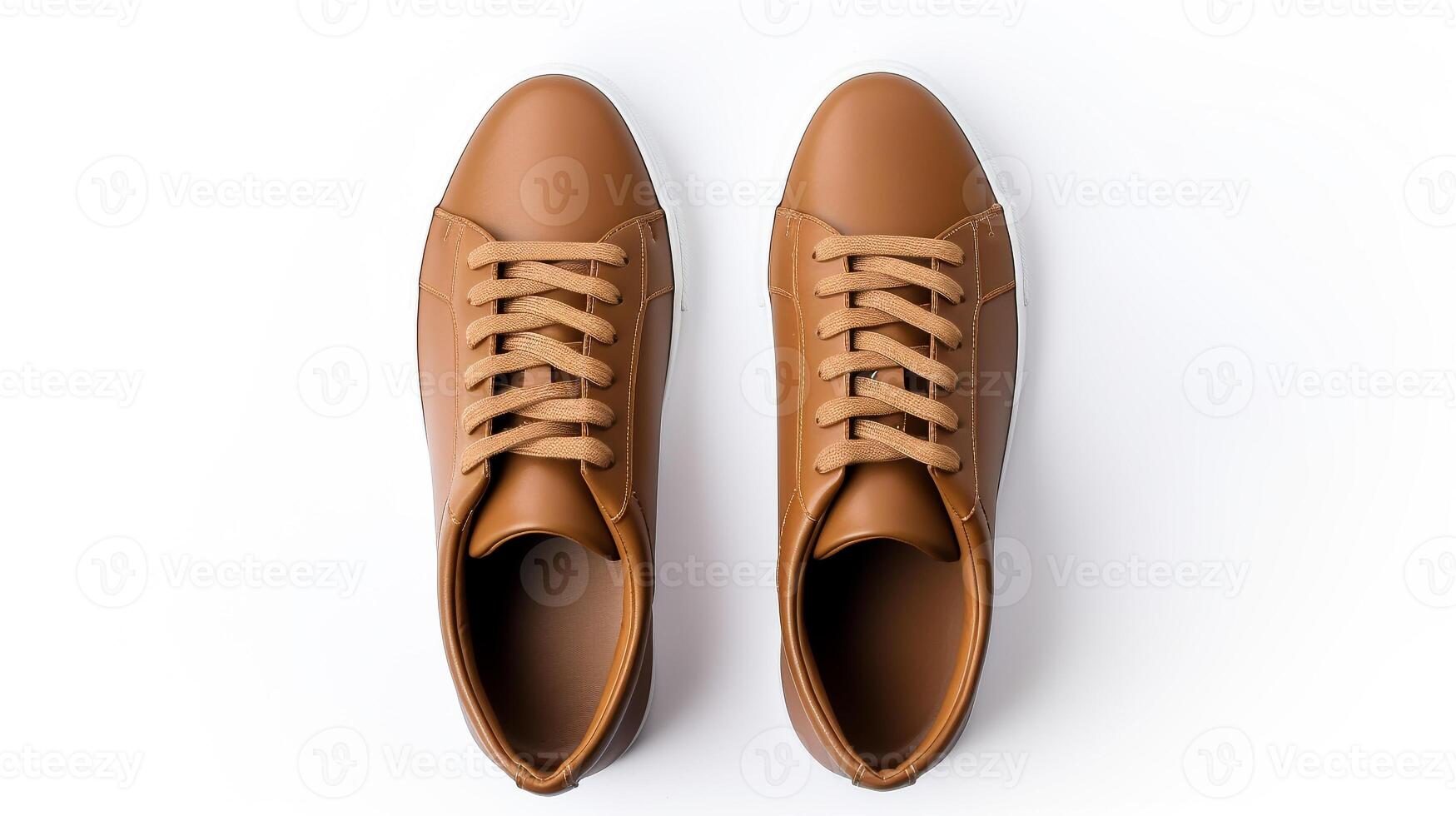 AI generated Brown Sneakers shoes isolated on white background with copy space for advertisement. Generative AI photo