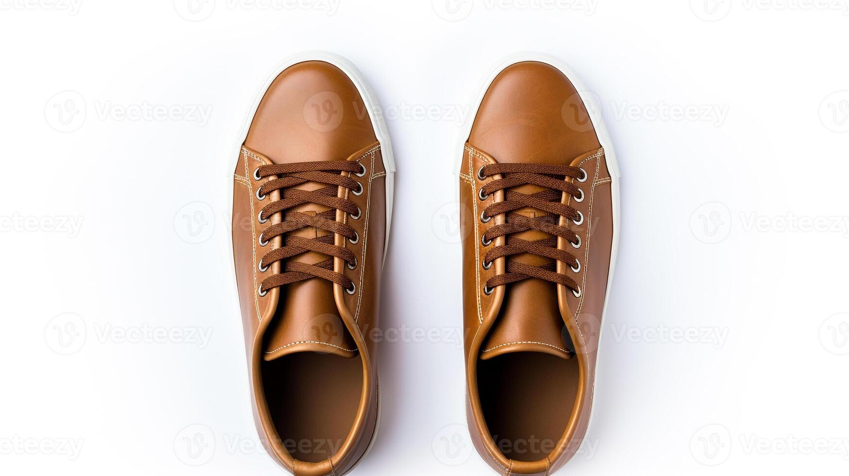 AI generated Brown Sneakers shoes isolated on white background with copy space for advertisement. Generative AI photo