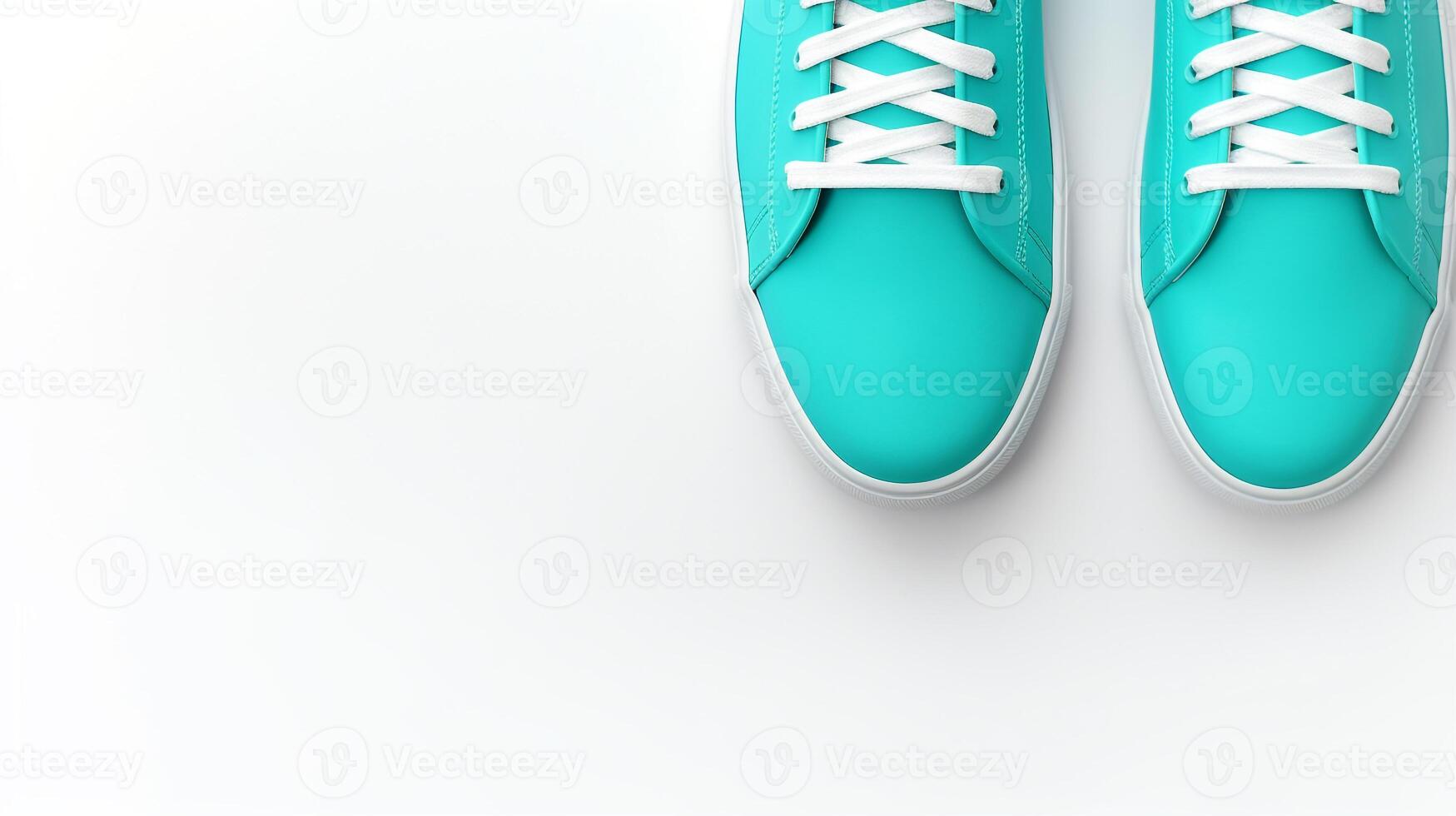 AI generated Cyan Sneakers shoes isolated on white background with copy space for advertisement. Generative AI photo