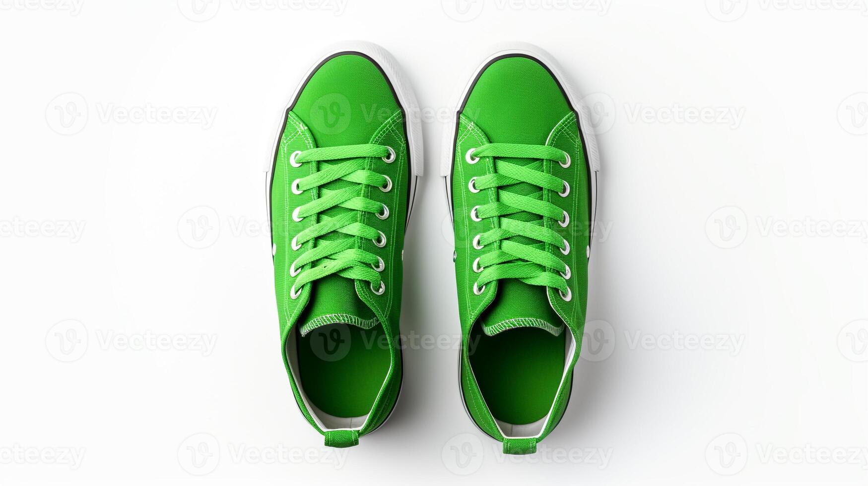 AI generated Green Sneakers shoes isolated on white background with copy space for advertisement. Generative AI photo