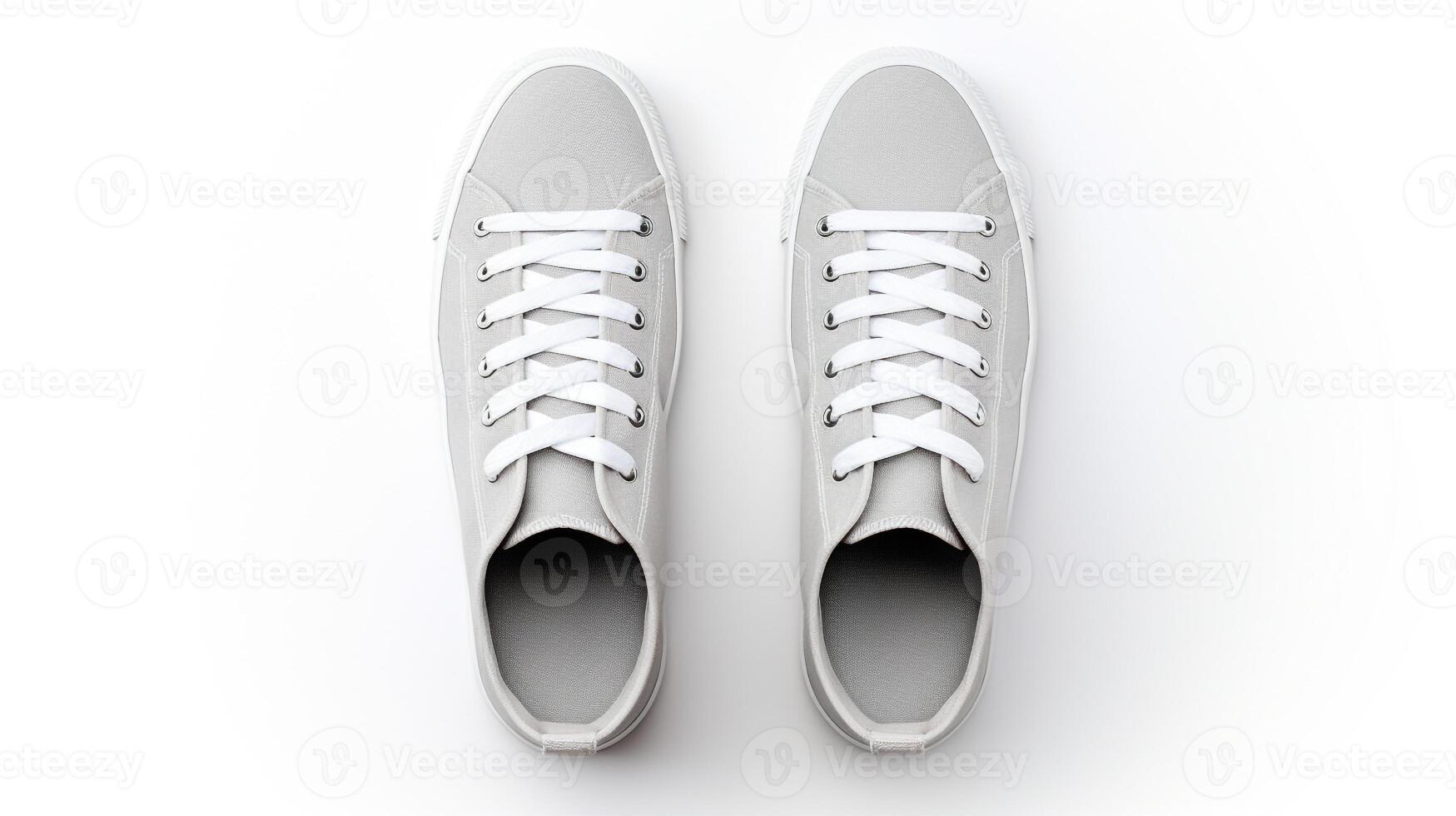 AI generated Grey Sneakers shoes isolated on white background with copy space for advertisement. Generative AI photo