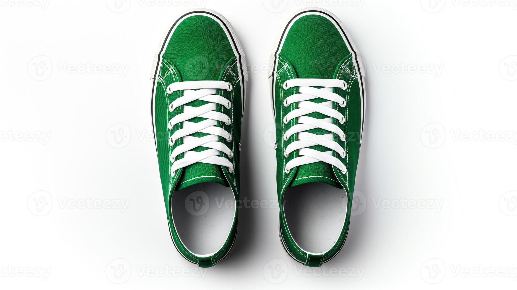 AI generated Green Sneakers shoes isolated on white background with copy space for advertisement. Generative AI photo