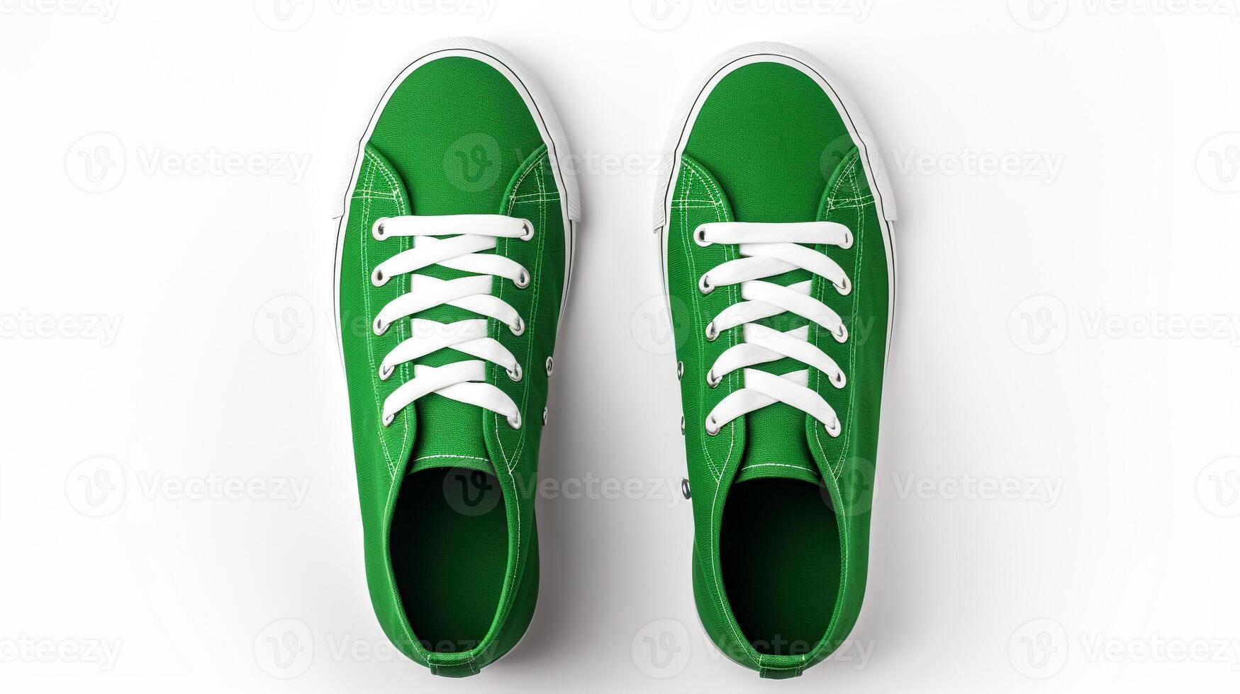 AI generated Green Sneakers shoes isolated on white background with copy space for advertisement. Generative AI photo