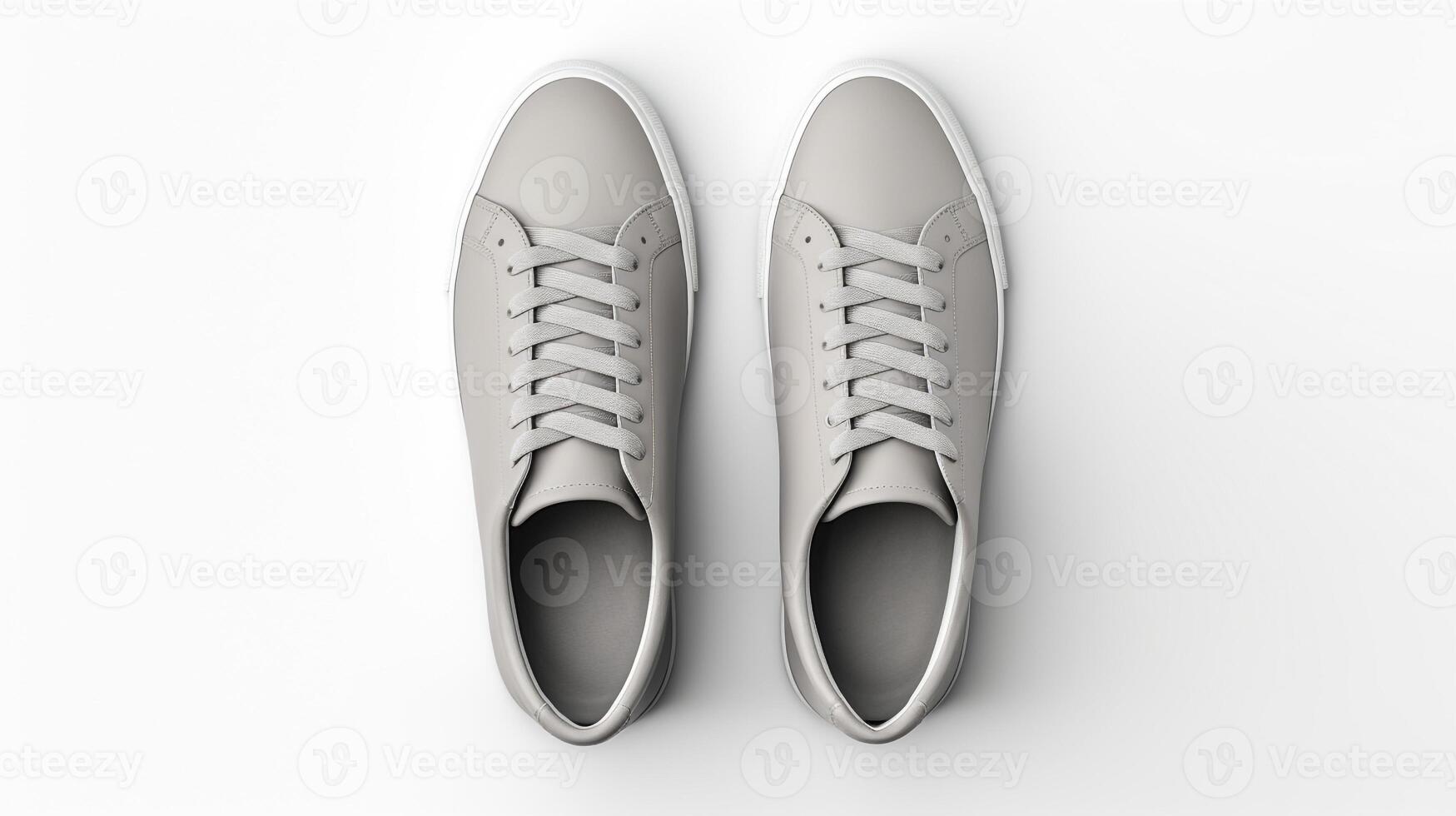 AI generated Grey Sneakers shoes isolated on white background with copy space for advertisement. Generative AI photo