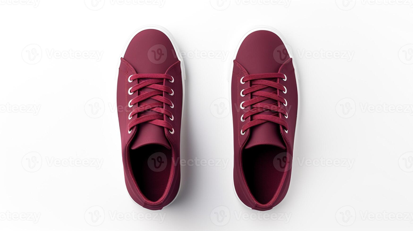 AI generated Maroon Sneakers shoes isolated on white background with copy space for advertisement. Generative AI photo