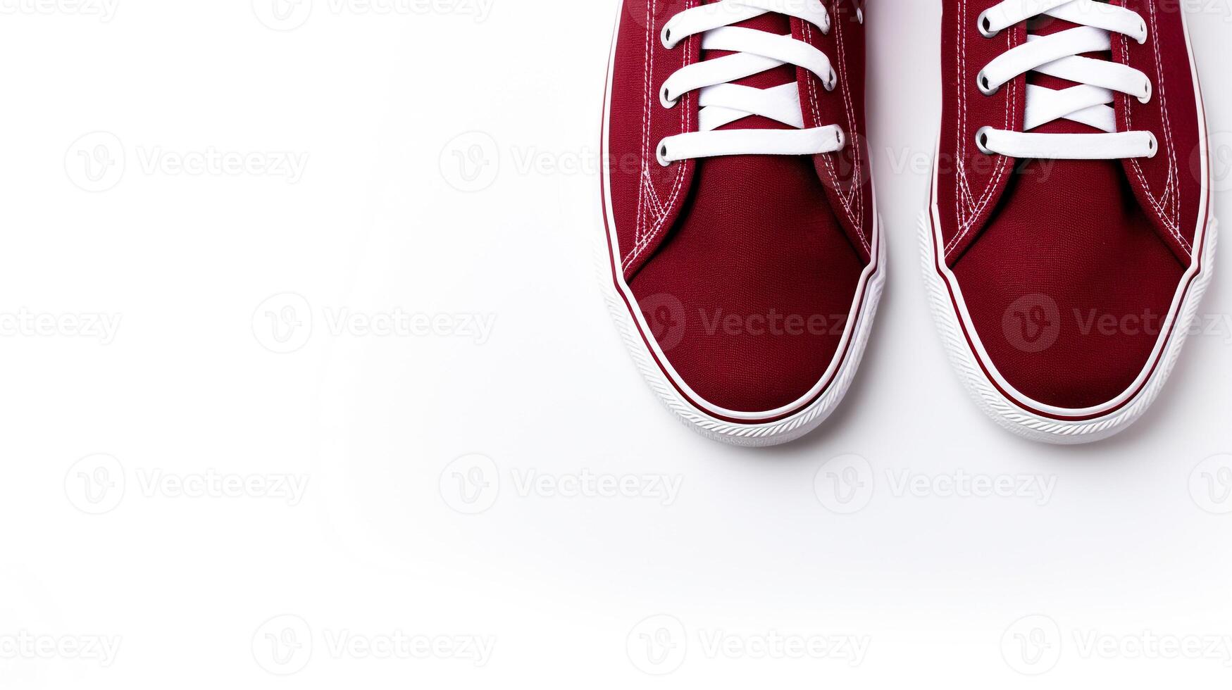 AI generated Maroon Sneakers shoes isolated on white background with copy space for advertisement. Generative AI photo