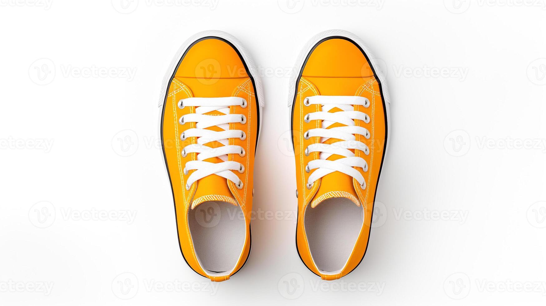 AI generated Orange Sneakers shoes isolated on white background with copy space for advertisement. Generative AI photo