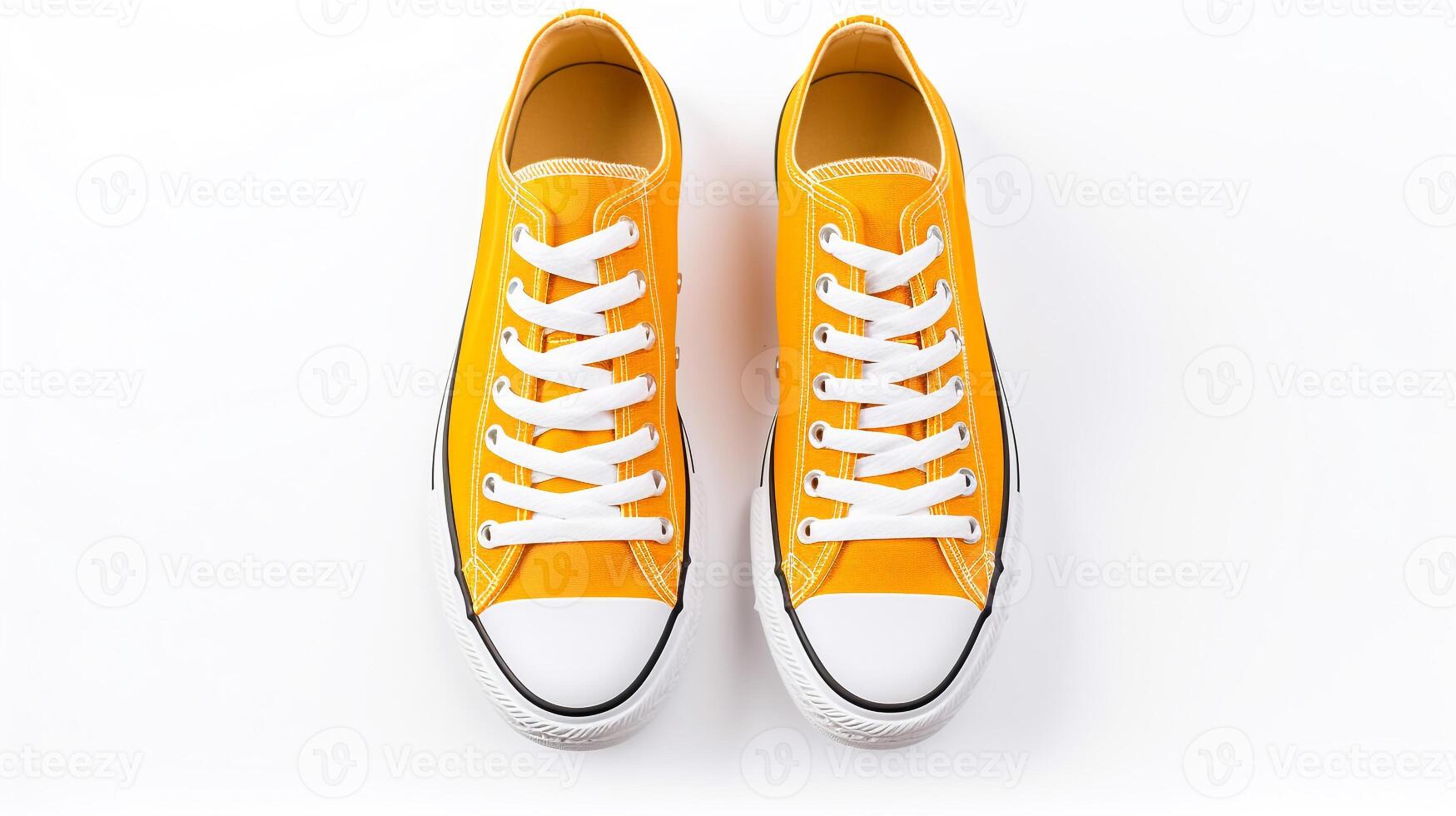 AI generated Orange Sneakers shoes isolated on white background with copy space for advertisement. Generative AI photo