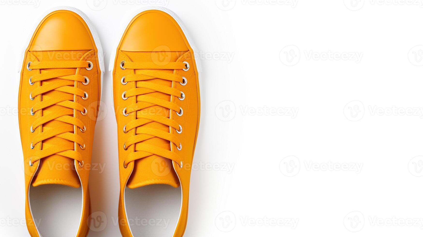 AI generated Orange Sneakers shoes isolated on white background with copy space for advertisement. Generative AI photo