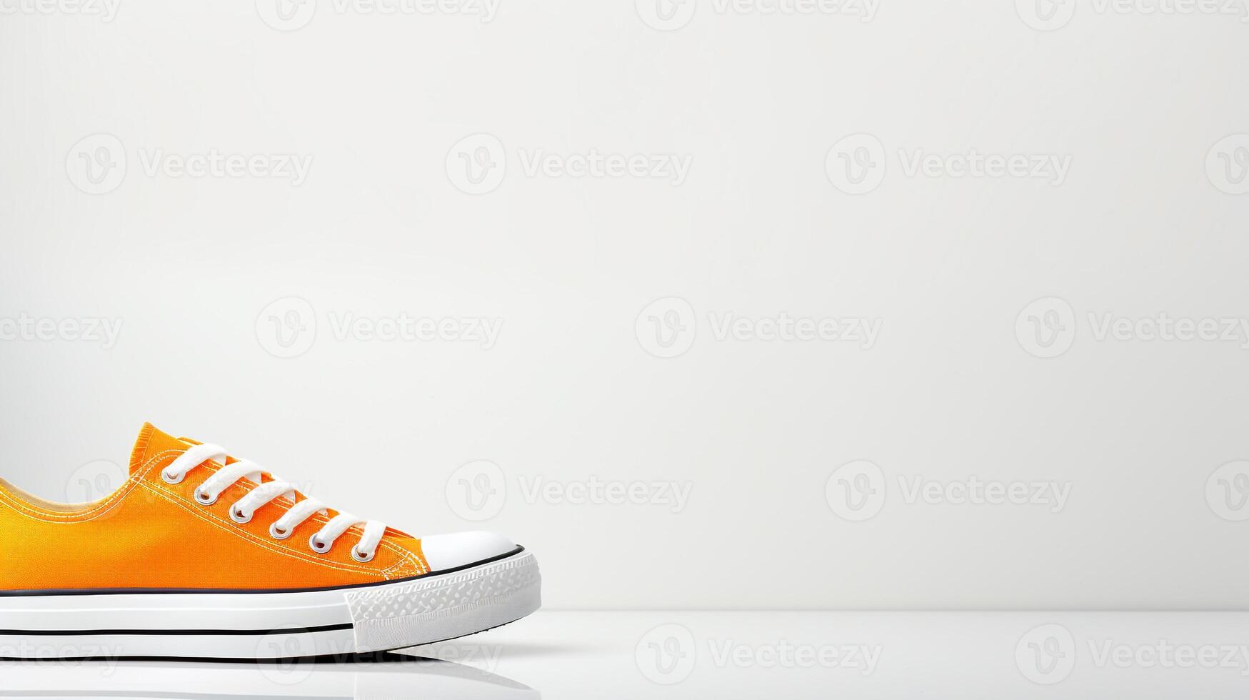 AI generated Orange Sneakers shoes isolated on white background with copy space for advertisement. Generative AI photo