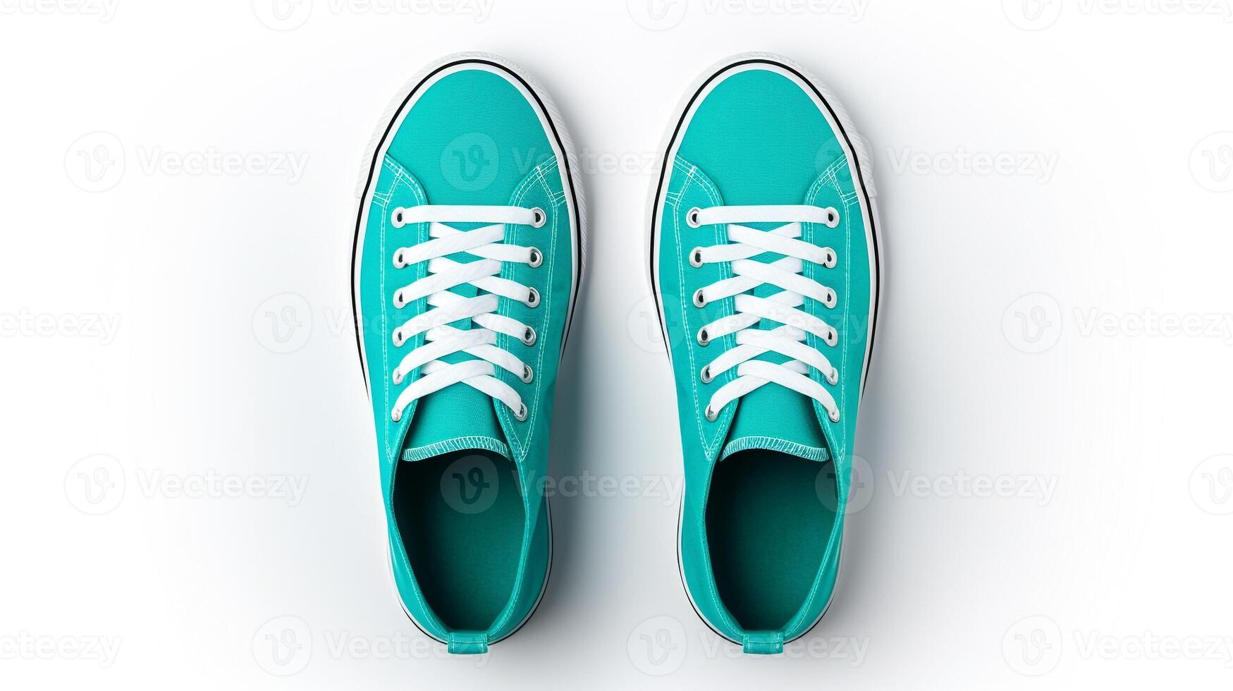 AI generated Teal Sneakers shoes isolated on white background with copy space for advertisement. Generative AI photo