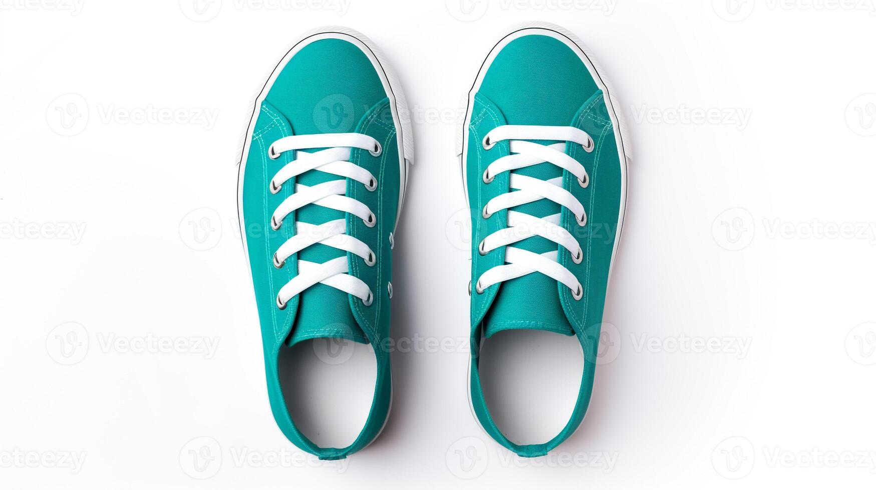 AI generated Teal Sneakers shoes isolated on white background with copy space for advertisement. Generative AI photo