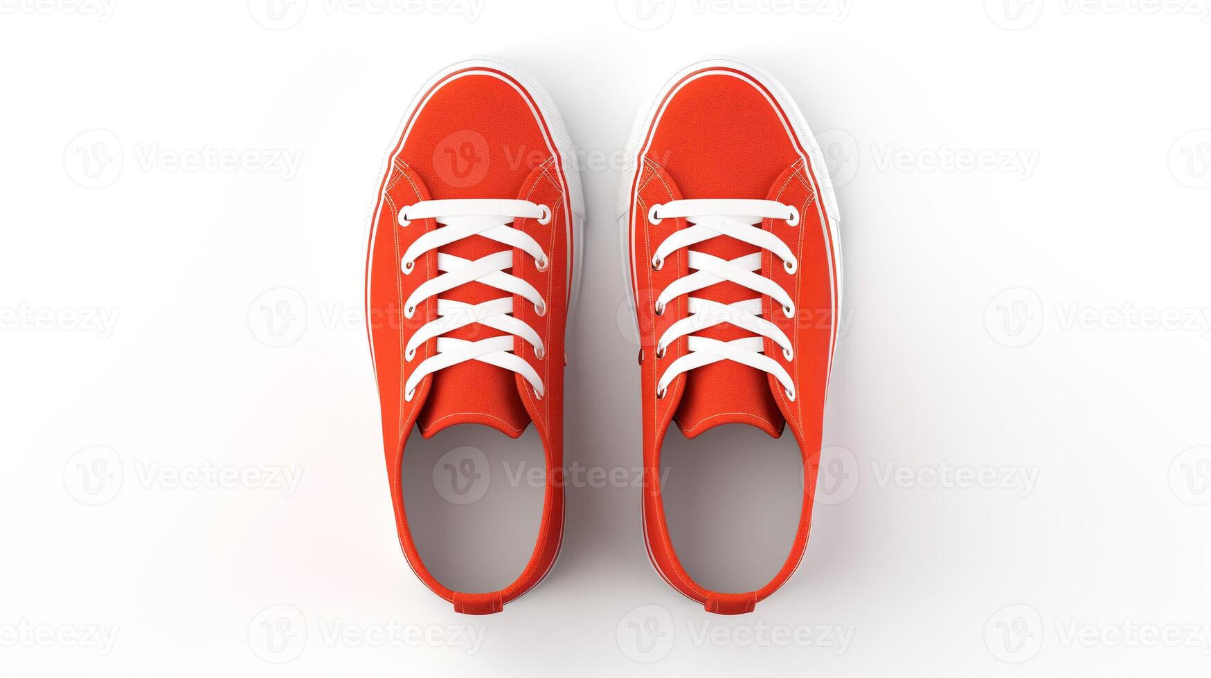 AI generated Vermilion Sneakers shoes isolated on white background with copy space for advertisement. Generative AI photo