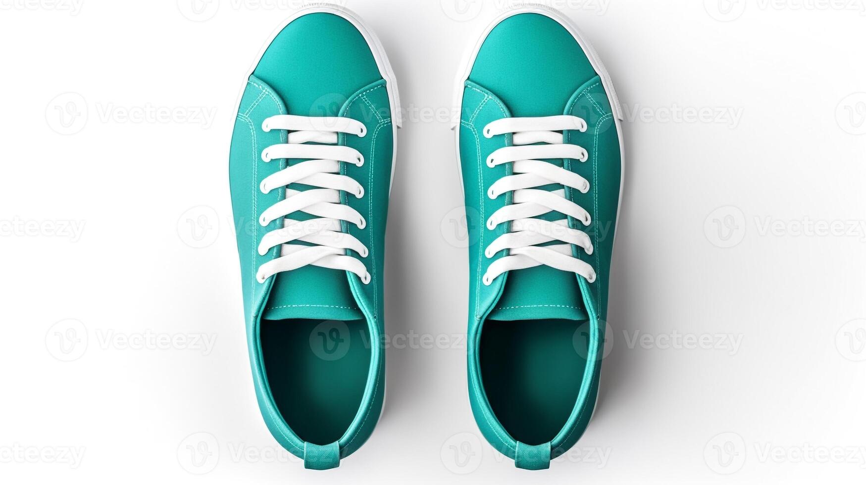 AI generated Teal Sneakers shoes isolated on white background with copy space for advertisement. Generative AI photo