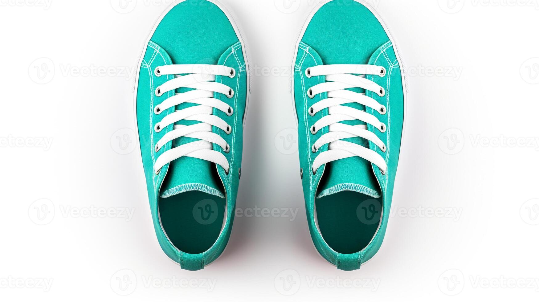 AI generated Teal Sneakers shoes isolated on white background with copy space for advertisement. Generative AI photo