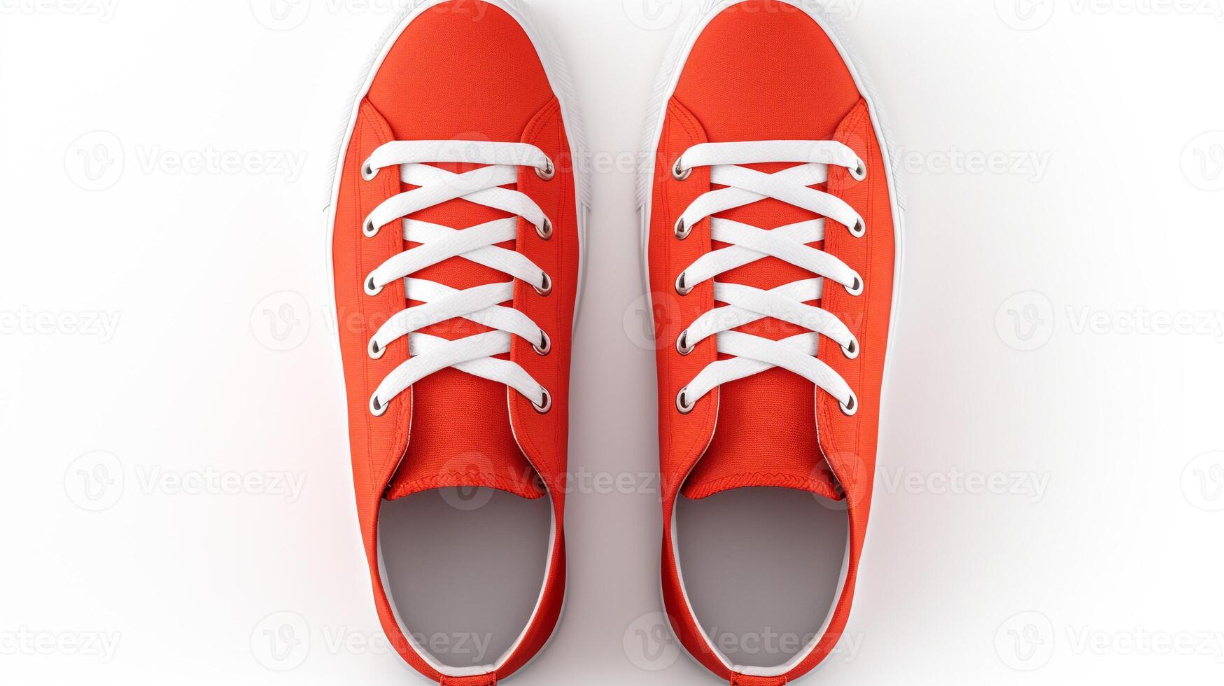 AI generated Vermilion Sneakers shoes isolated on white background with copy space for advertisement. Generative AI photo