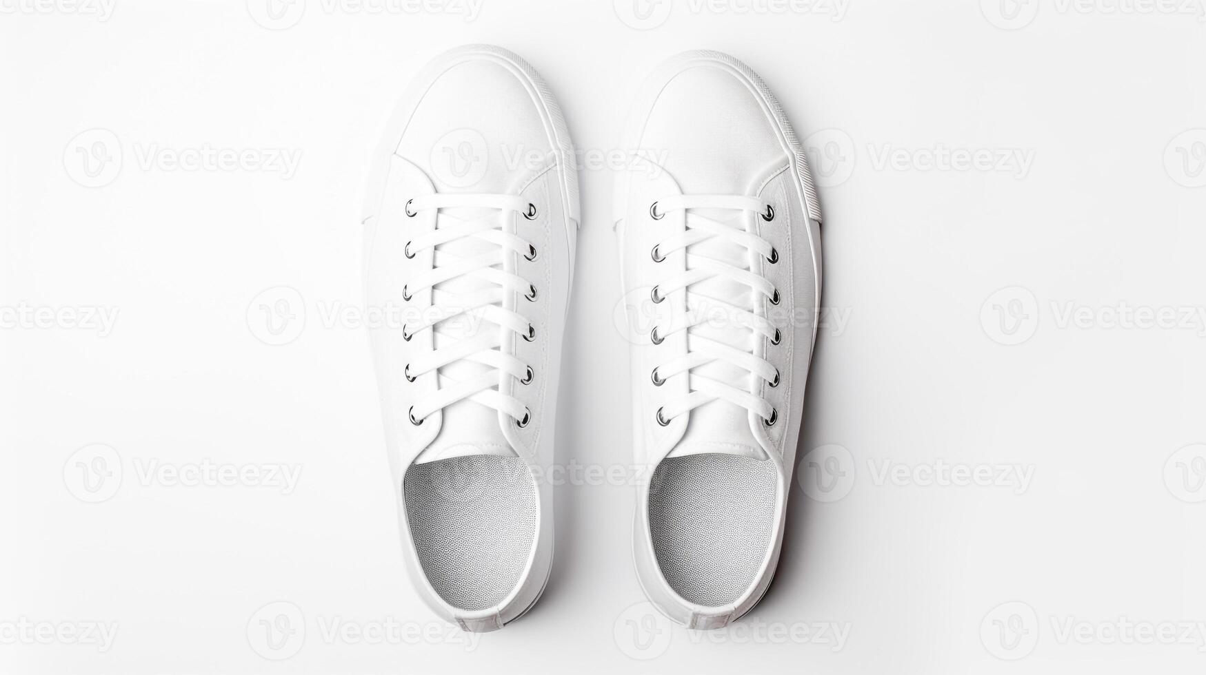 AI generated White Sneakers shoes isolated on white background with copy space for advertisement. Generative AI photo