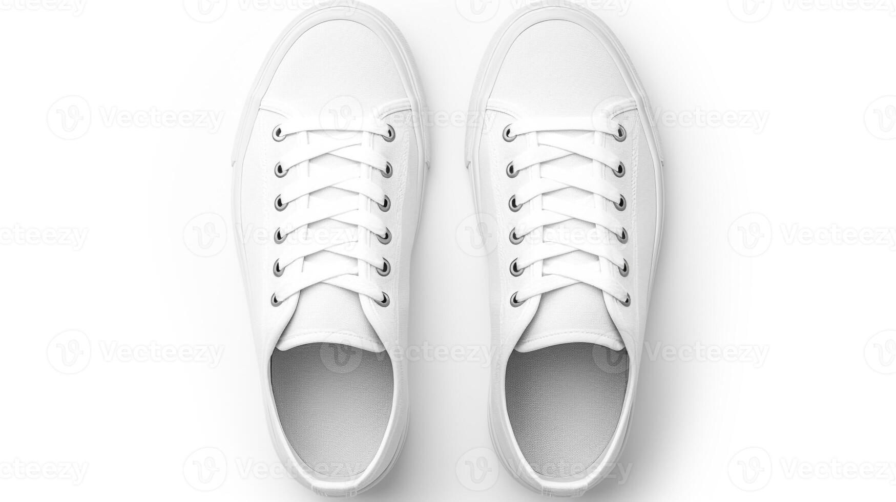 AI generated White Sneakers shoes isolated on white background with copy space for advertisement. Generative AI photo