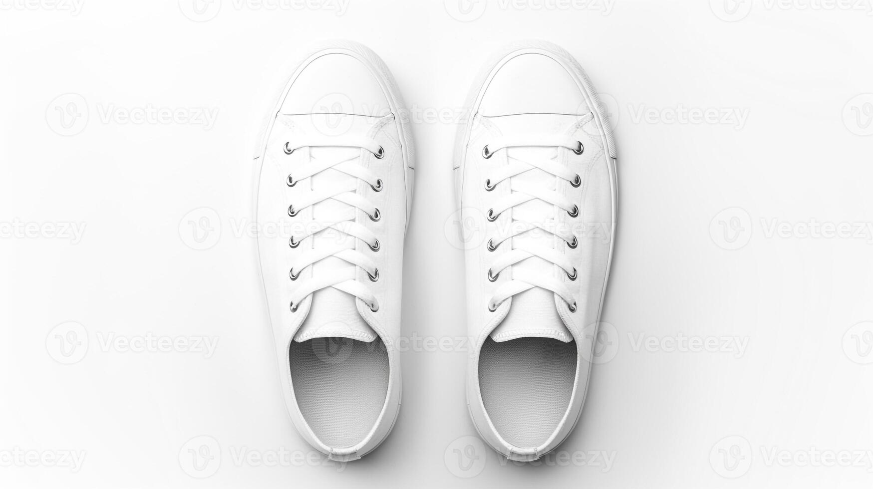 AI generated White Sneakers shoes isolated on white background with copy space for advertisement. Generative AI photo