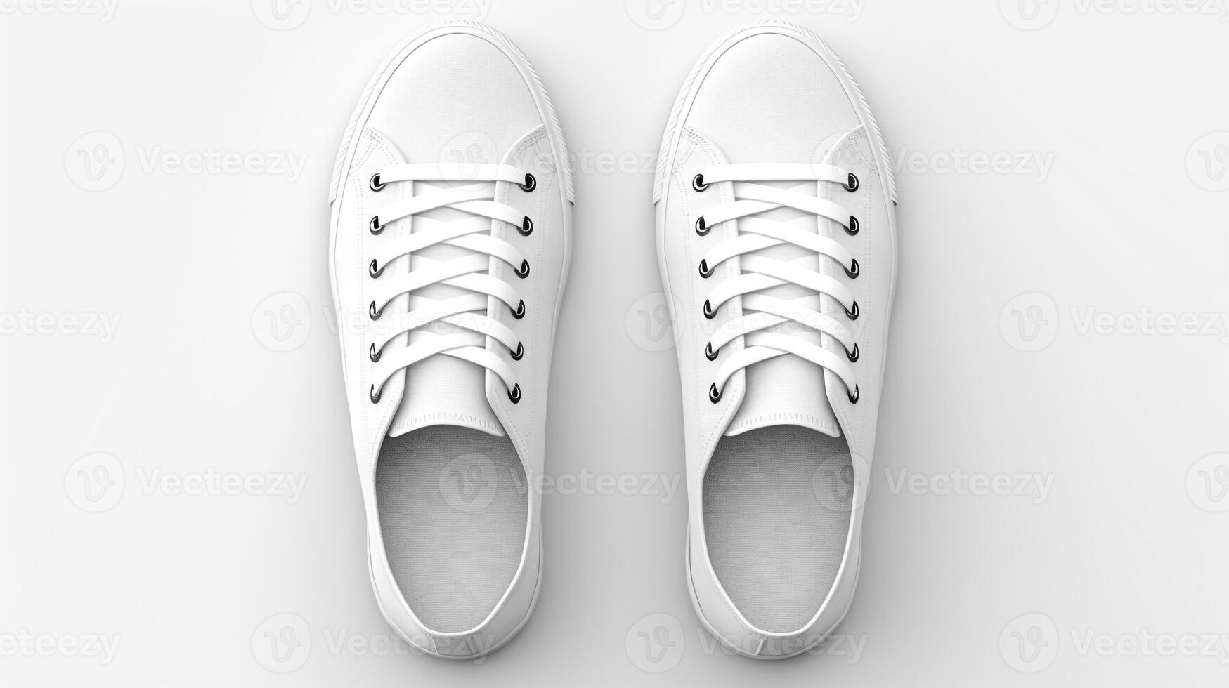 AI generated White Sneakers shoes isolated on white background with copy space for advertisement. Generative AI photo