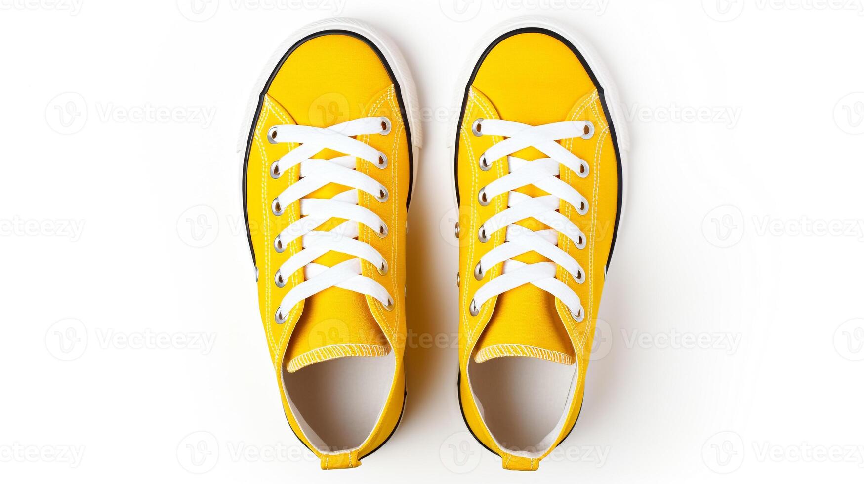 AI generated Yellow Sneakers shoes isolated on white background with copy space for advertisement. Generative AI photo