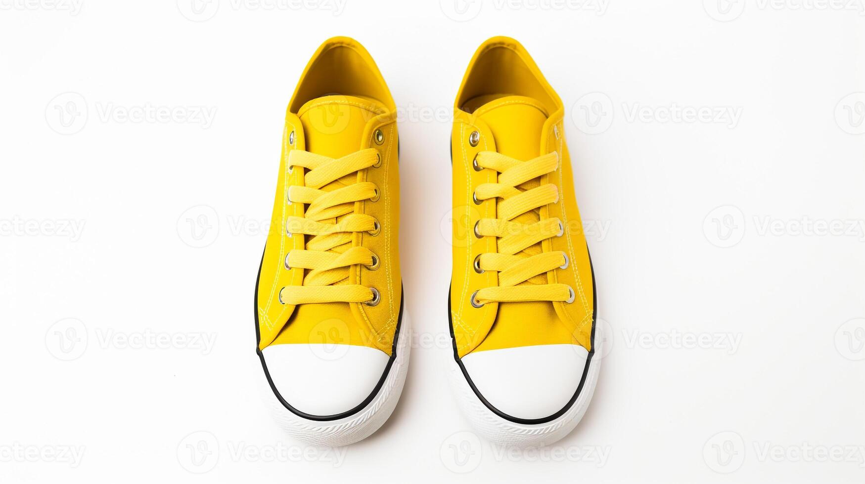 AI generated Yellow Sneakers shoes isolated on white background with copy space for advertisement. Generative AI photo