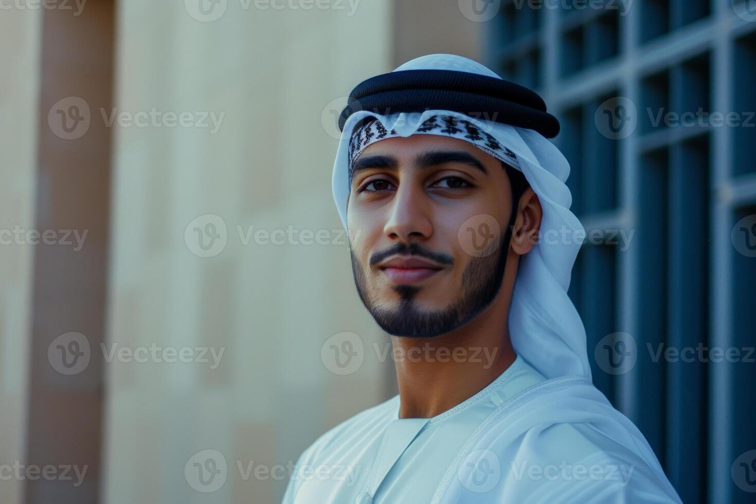 AI generated Arabic man dressed traditionally, islamic traditional clothing image photo