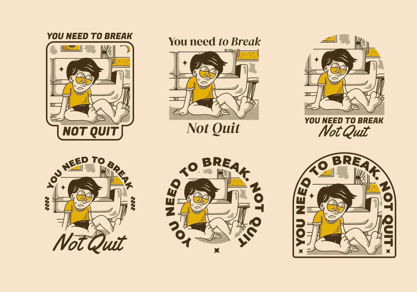 You need to break, Not quit. Vintage illustration of sad boy vector