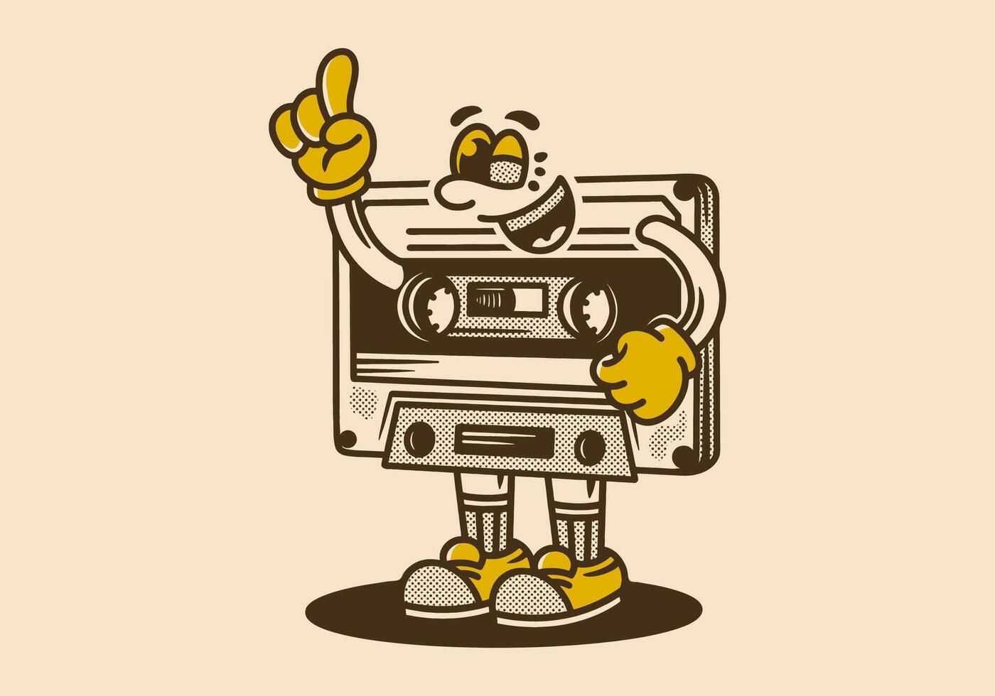 Vintage character illustration of Tape cassette vector