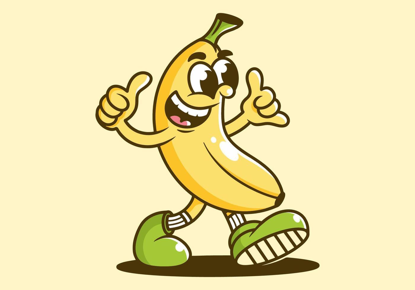 Cute banana mascot character cartoon in yellow color illustration. Isolated background vector