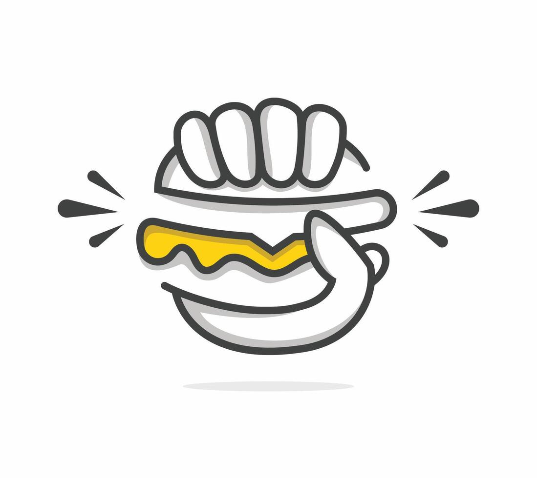 holding and squeeze burger logo design vector