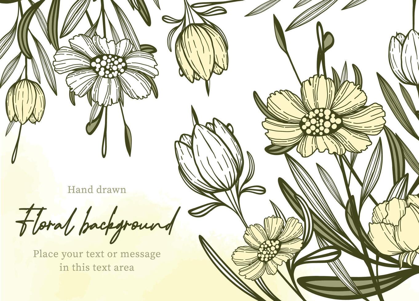 Engraved flower background with copy space vector