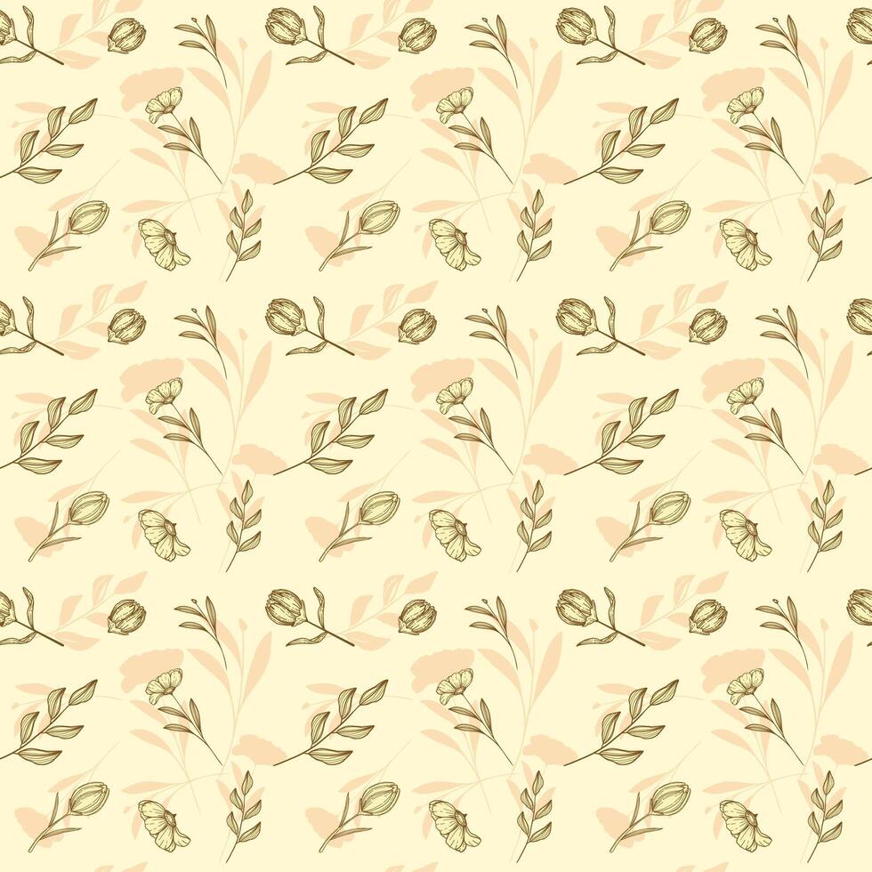 Little flower seamless pattern with  leaves and branch for textile or fabric vector