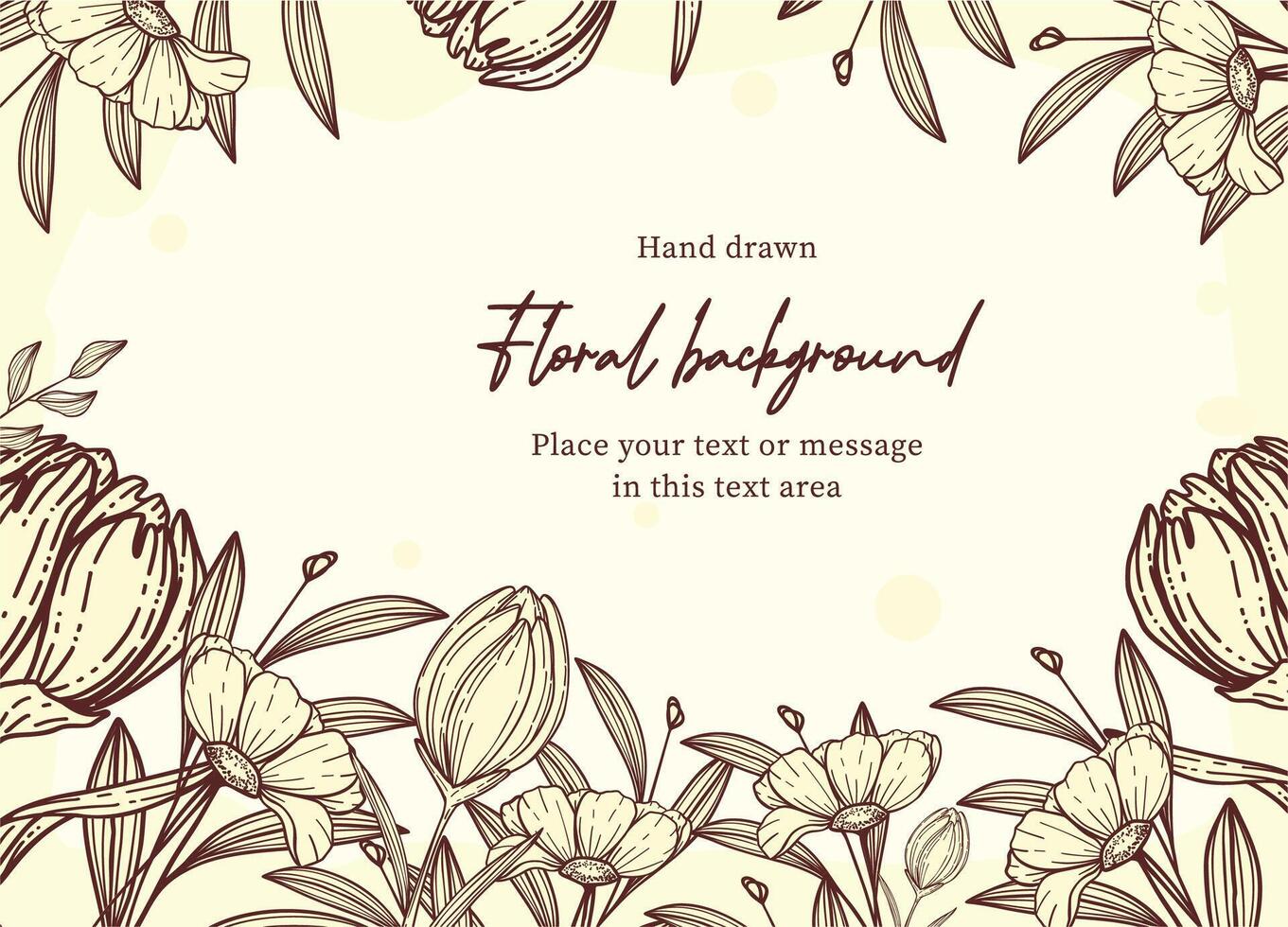 Retro linear engraved flower background with text vector