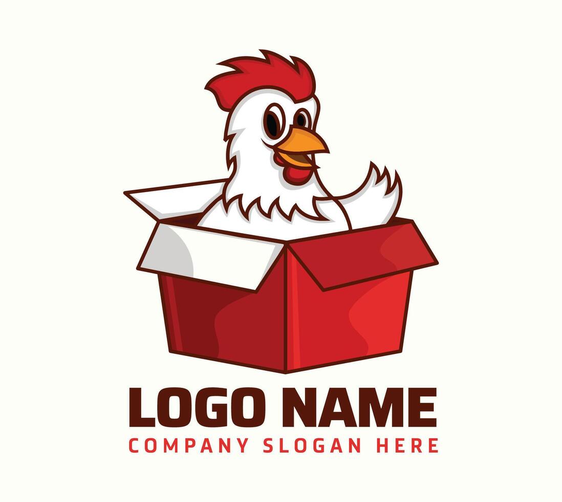 Chicken delivery Box restaurant Logo design template vector