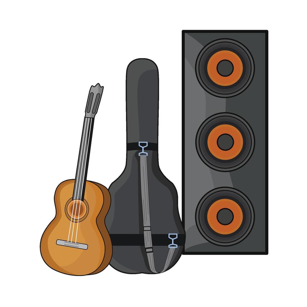 illustration of guitar and speaker vector