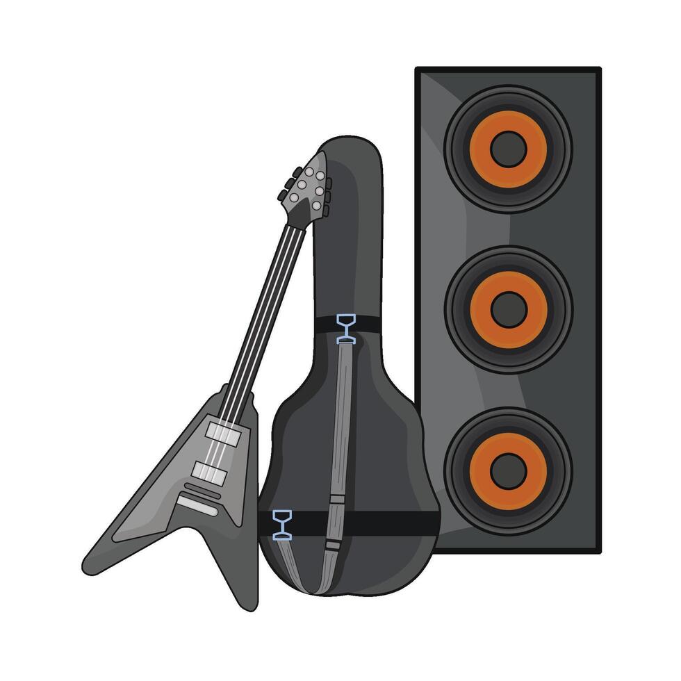 illustration of electric guitar with speaker vector