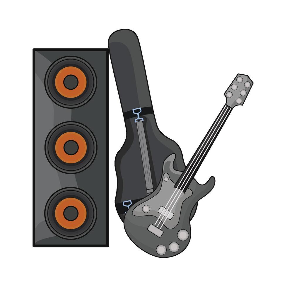 illustration of electric guitar with speaker vector