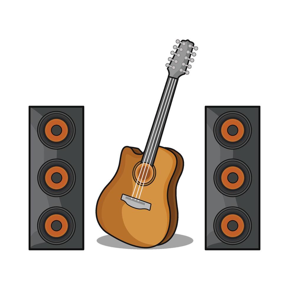 ilustración de guitarra y altavoz vector