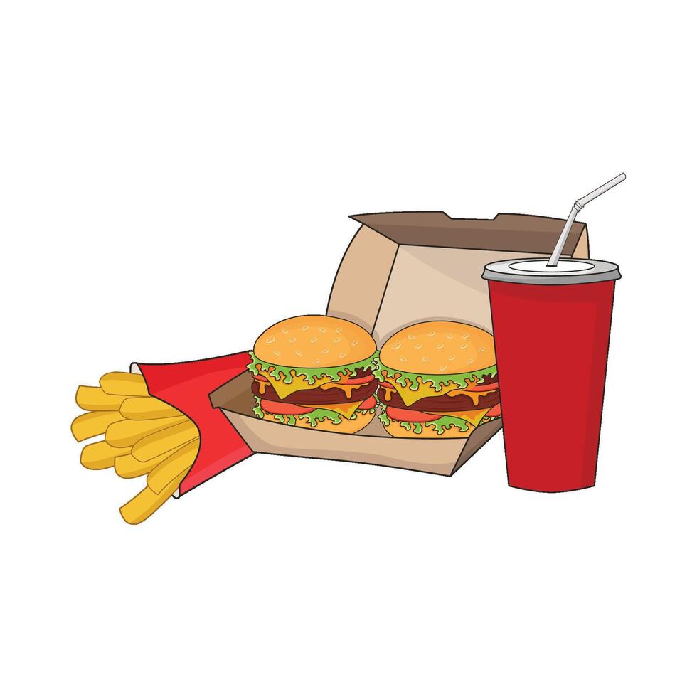 ilustración de hamburguesa para llevar vector