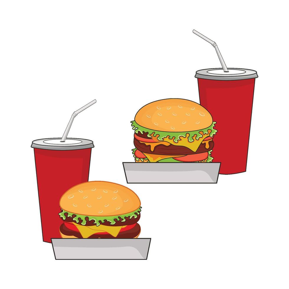 ilustración de hamburguesa y bebida vector